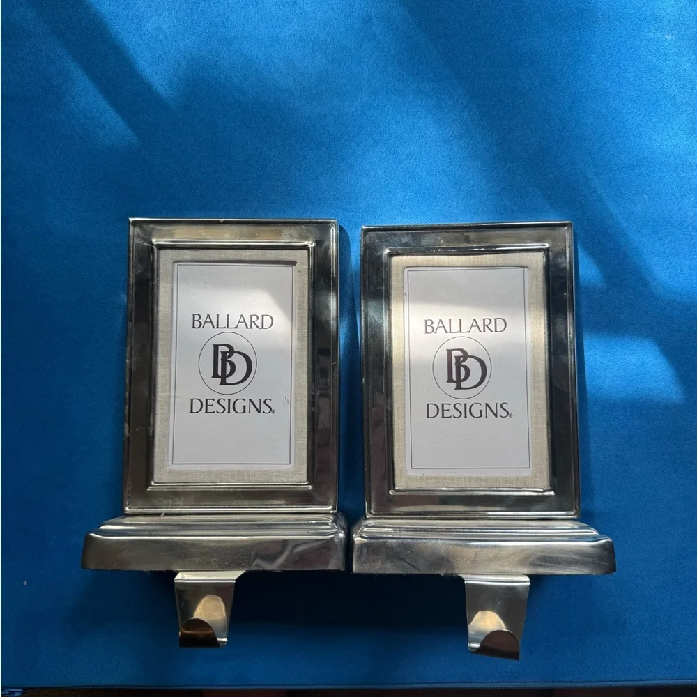 Silver Picture Frame Hook Stocking Hangers - Set of 2 - Picture 1 of 2